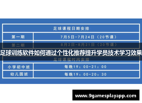 足球训练软件如何通过个性化推荐提升学员技术学习效果